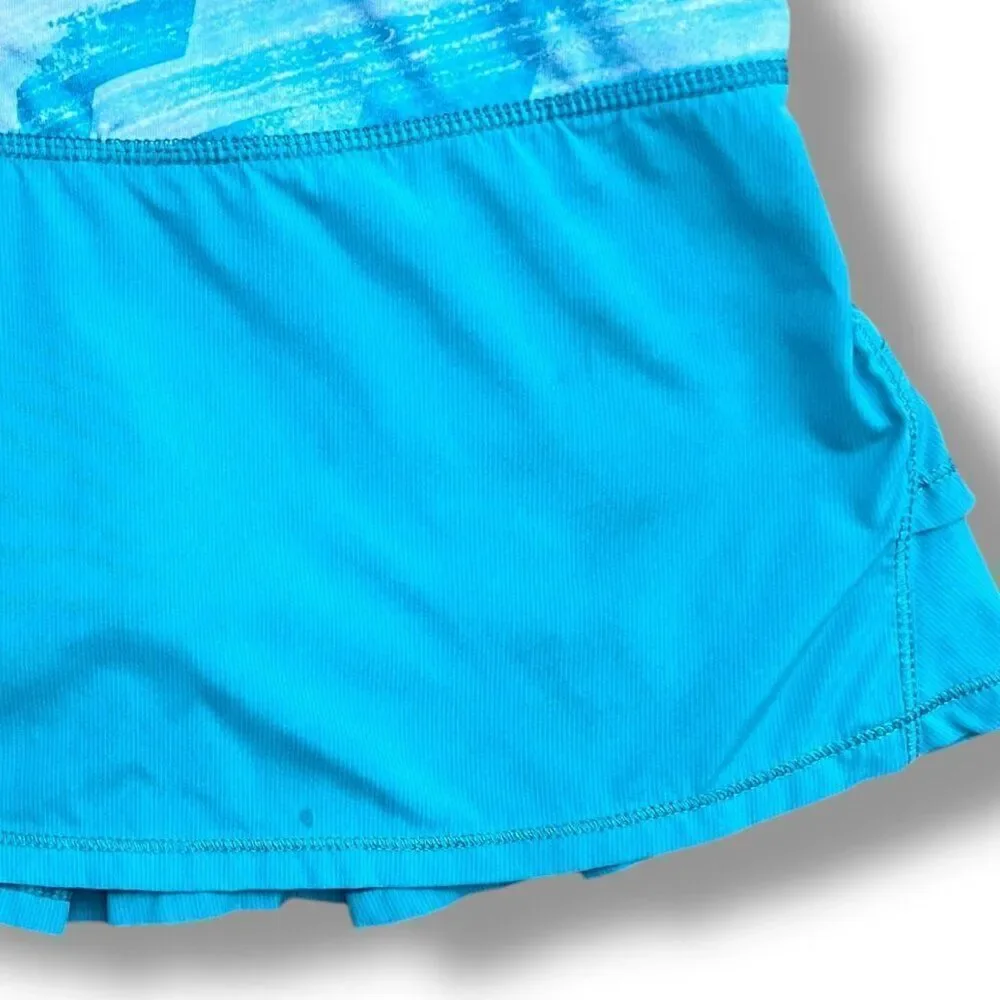 Ivivva by Lululemon Teal Set The Pace Tiered Pleat Ruffle Skort Size 8